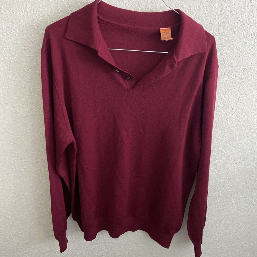 Setti Ponti Merino Wool Sweater Men's Large Made in Italy red
